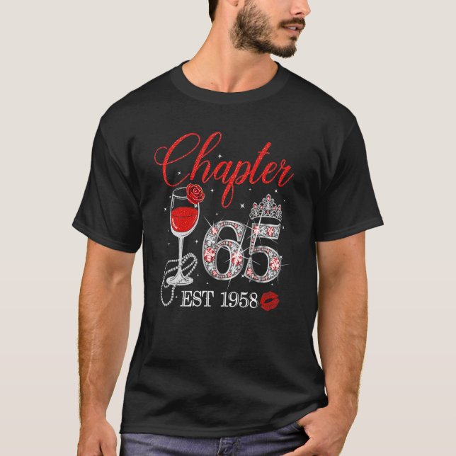 Chapter 65 Years EST 1958 65th Birthday Red Rose W T-Shirt (Front)