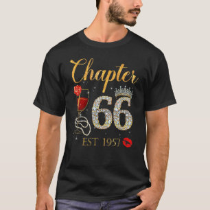 Chapter 66 Years EST 1957 66th Birthday Red Rose W T-Shirt