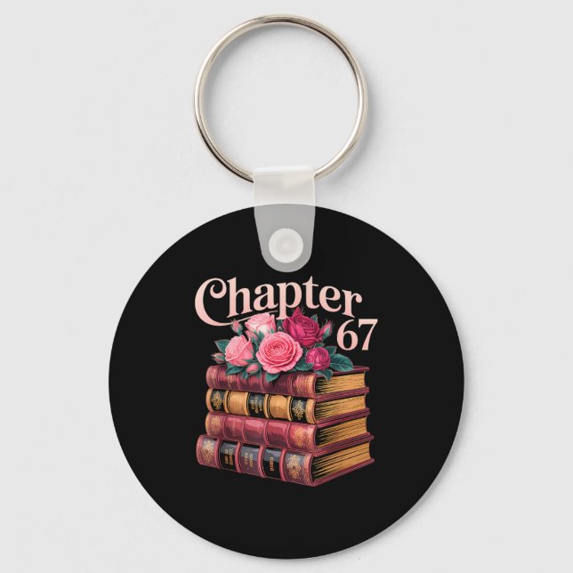 Chapter 67 Floral Book Stack Design  Keychain (Front)
