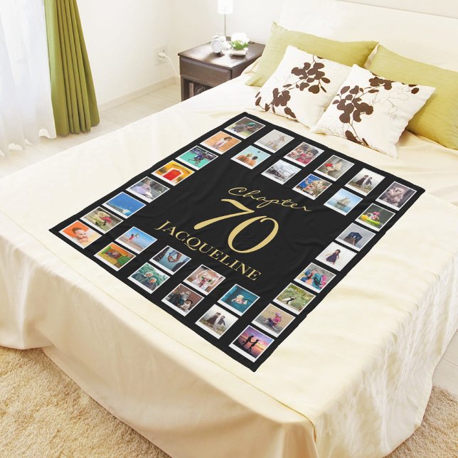 Chapter 70 Black Gold 70th Birthday Photo Fleece Blanket (Creator Uploaded)