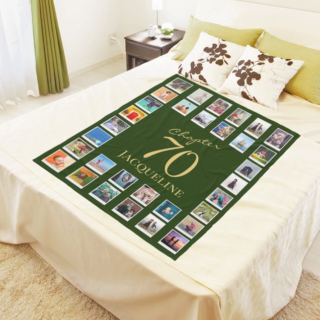 Chapter 70 Green Gold 70th Birthday Photo Fleece Blanket (Creator Uploaded)