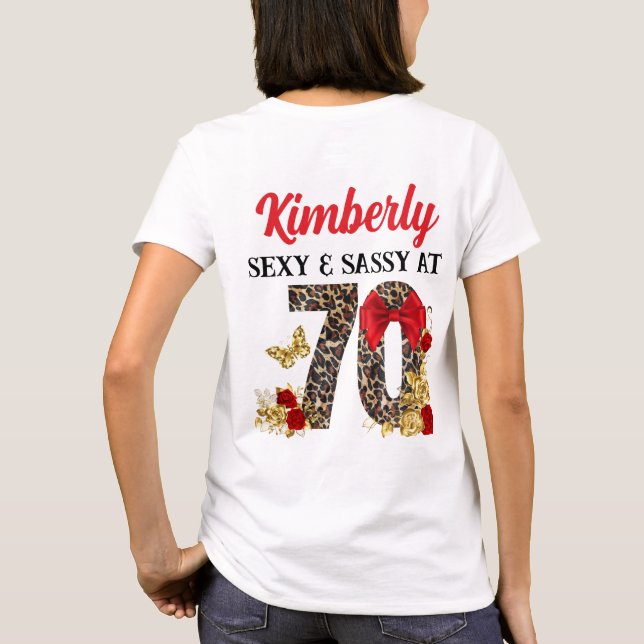 Chapter 70 Red & Gold Leopard 70th Birthday T-Shirt (Back)