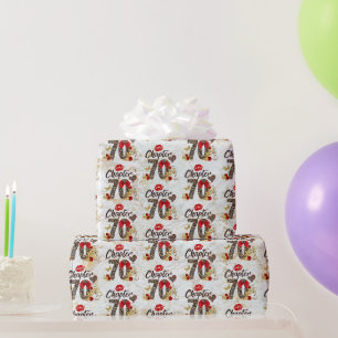 Chapter 70 Red & Gold Leopard 70th Birthday Wrapping Paper