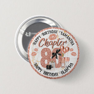 Chapter 80 Elegant Rose Gold 80th Birthday 2 Inch Round Button
