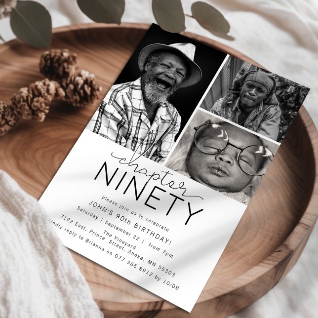 Chapter 90 Custom Photo Collage 90th Birthday Invitation (Creator Uploaded)