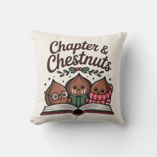 Chapter & Chestnuts Cozy Christmas Reading Throw Pillow