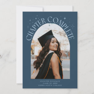 Chapter Complete Navy Blue Arch Frame Photo Grad Announcement