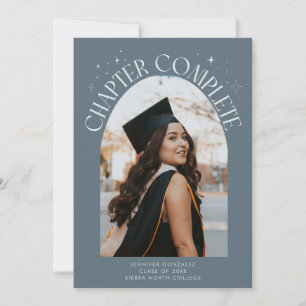 Chapter Complete Slate Blue Arch Frame Photo Grad Announcement