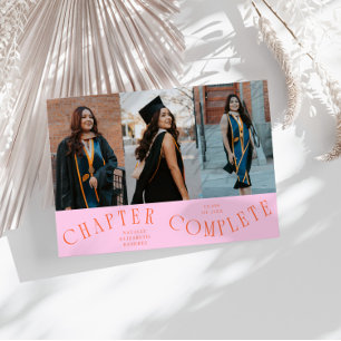 Chapter Complete Typography Orange Grad Photo  Announcement