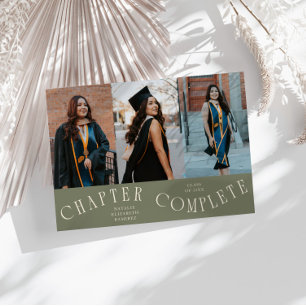 Chapter Complete Typography Sage Grad Photo Announcement