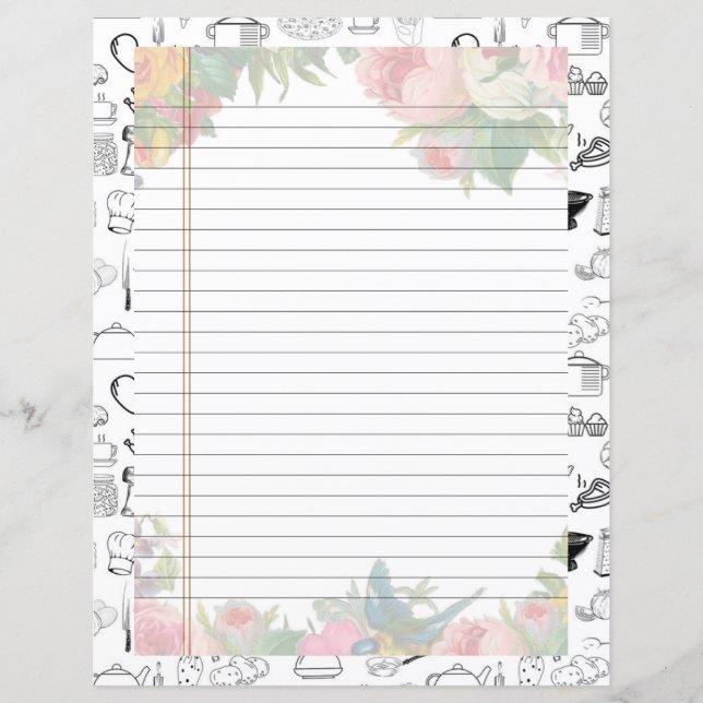 Chapter Divider Pages for Recipe Binders (Front)