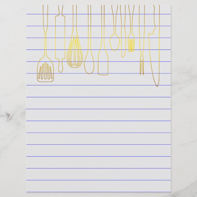 Chapter Divider Pages for Recipe Binders (Front)