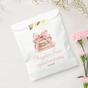 Chapter Five Pink Bow Books 5th Birthday Party Favour Bag