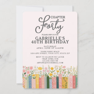 Chapter Forty Floral Storybook 40th Birthday Invitation