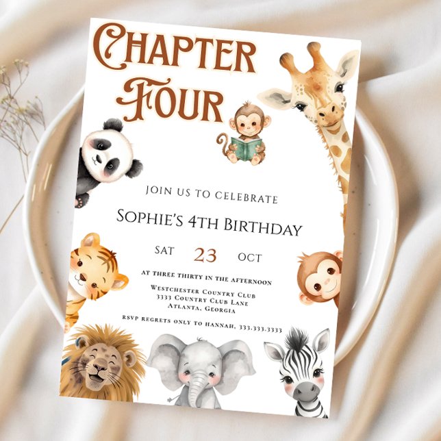 Chapter four Storybook Jungle Safari 4th Birthday  Invitation (Creator Uploaded)