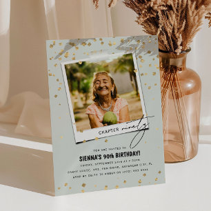 Chapter Ninety Fun Modern Photo 90th Birthday Invitation