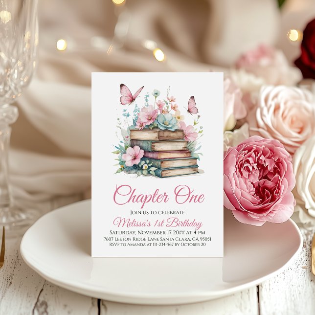 Chapter One 1st Girl Book Themed First Birthday Invitation (Creator Uploaded)