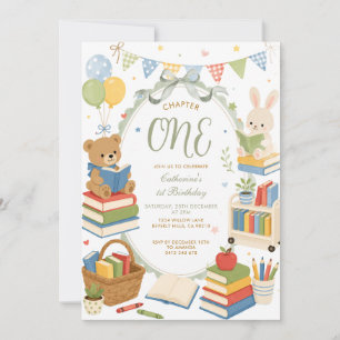Chapter One Book Theme First Birthday Invitation
