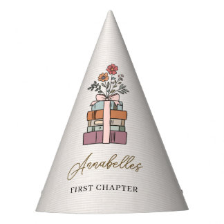 Chapter One First Birthday Book Themed Girls Boho Party Hat