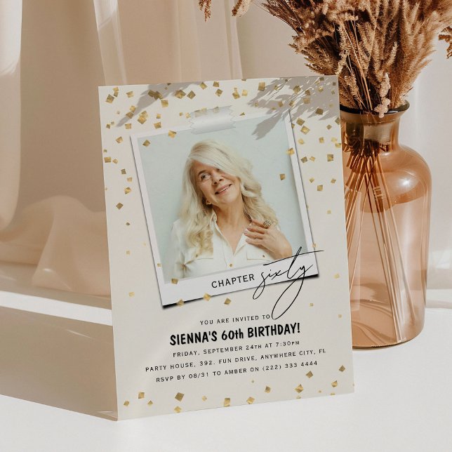 Chapter Sixty Fun Modern Photo 60th Birthday Invitation (Creator Uploaded)