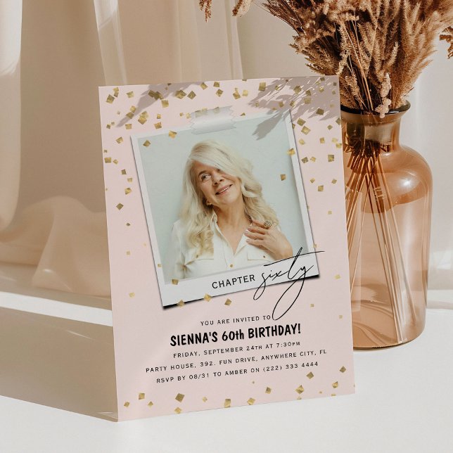 Chapter Sixty Fun Modern Photo 60th Birthday Invitation (Creator Uploaded)