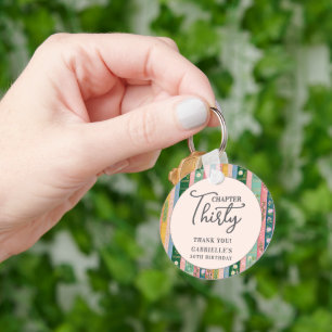 Chapter Thirty Floral Storybook 30th Birthday Keychain