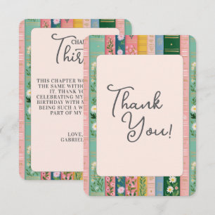 Chapter Thirty Floral Storybook 30th Birthday Thank You Card