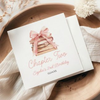 Chapter Two Pink Bow Books 2nd Birthday Party Napkin