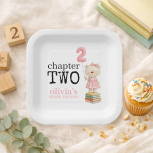 Chapter Two Teddy Bear Books Girl 2nd Birthday Paper Plate