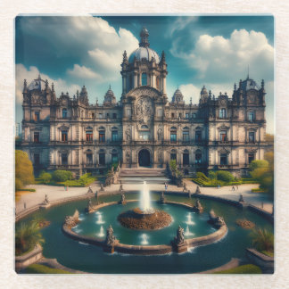 Chapultepec Castle Mexico Vintage Travel Glass Coaster