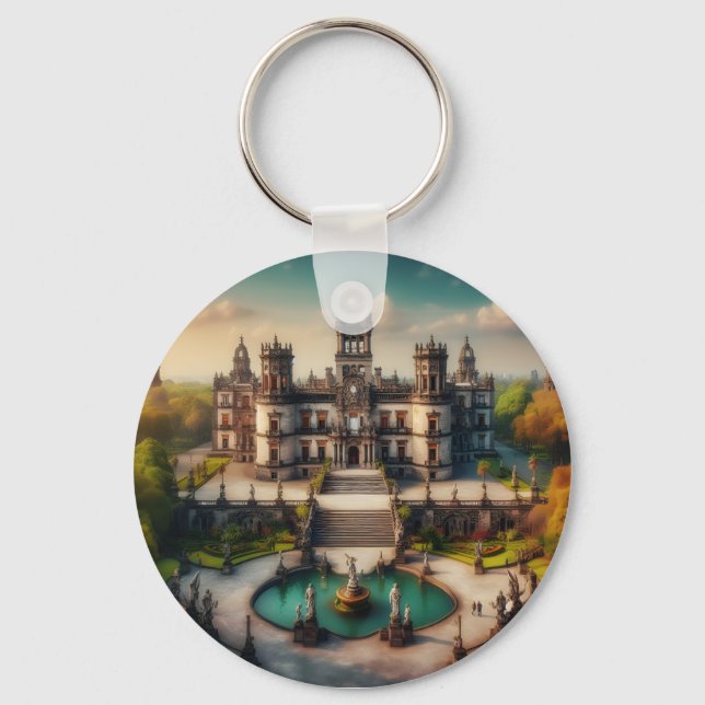 Chapultepec Castle Mexico Vintage Travel Keychain (Front)