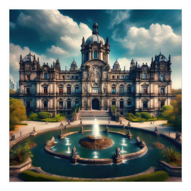 Chapultepec Castle Mexico Vintage Travel Photo Print (Front)