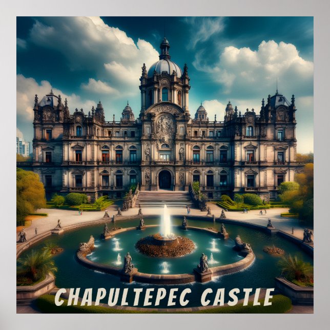 Chapultepec Castle Mexico Vintage Travel Poster (Front)