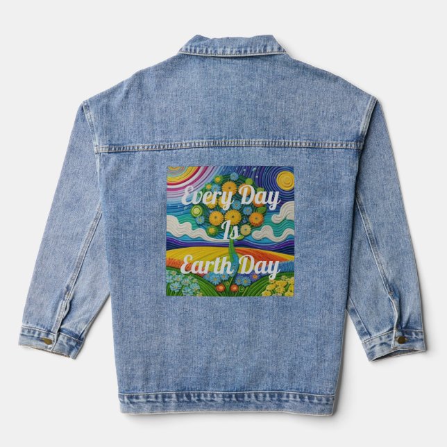 Chaque Jour Est Jour des terres AI Art Denim Veste (Verso)