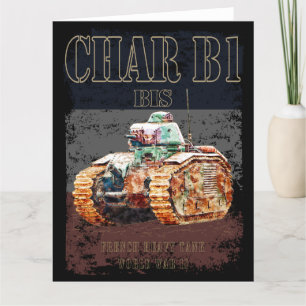 Char B1 Bis French Heavy Tank of WWII. France flag Thank You Card