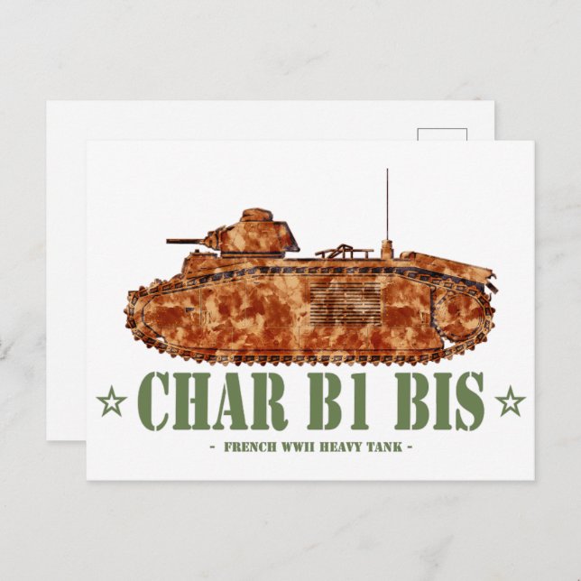 Char B1 bis World War Two French Heavy Tank WWII Postcard (Front/Back)