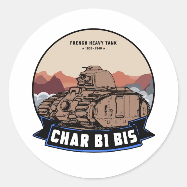 CHAR B TANK CLASSIC ROUND STICKER (Front)