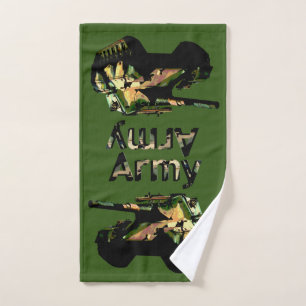 Char d'armée en kaki vert, serviette à main