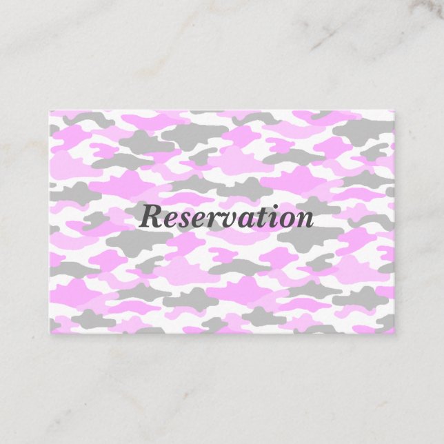 Character Custom Camouflage (Pink) Reservation Car Appointment Card (Front)