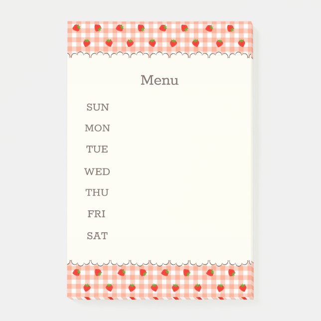 Character Custom Strawberry & Check (Orange) Post- Post-it Notes (Front)