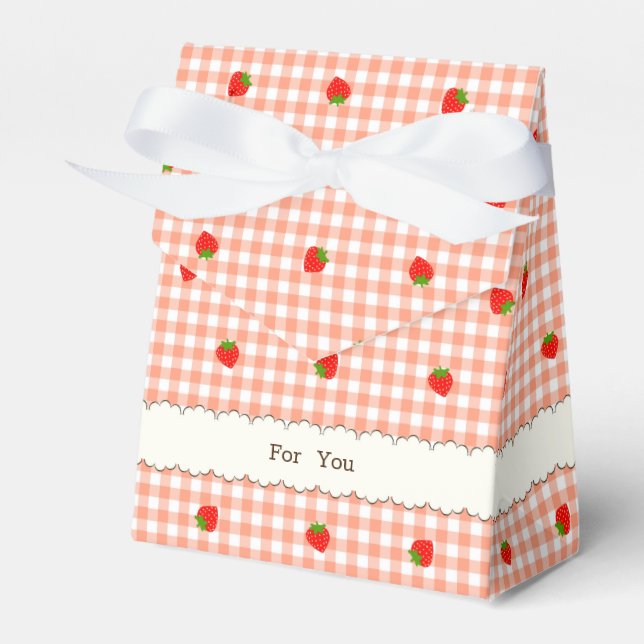 Character Custom Strawberry & Gingham Check (Salmo Favor Box (Front Side)