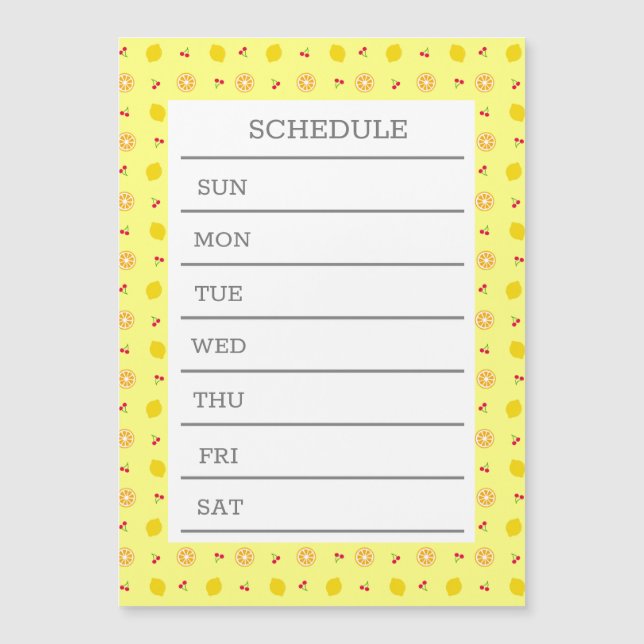 Character Custom Weekly Schedule Lemon & Cherry (Front)