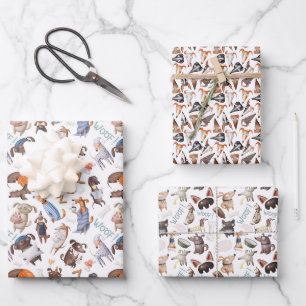 Character Dogs Wrapping Paper Set of 3