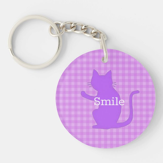Character Phone Custom CAT & Check (Pink) Keychain (Front)