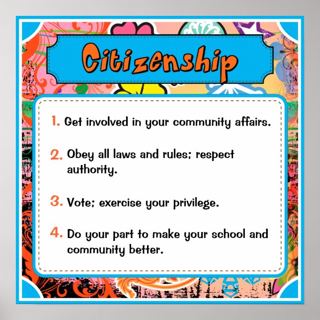 Character Traits Posters, Citizenship - 5 of 6 Poster (Front)