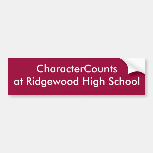 CharacterCountsat Ridgewood High School Bumper Sticker (Front)