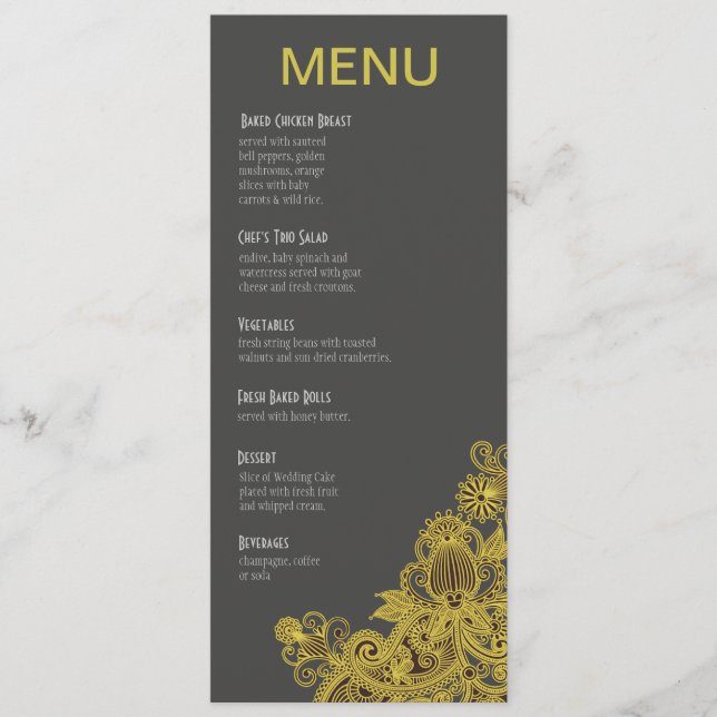 Charbon de bois aztèque de jaune de menu de dîner (Devant)