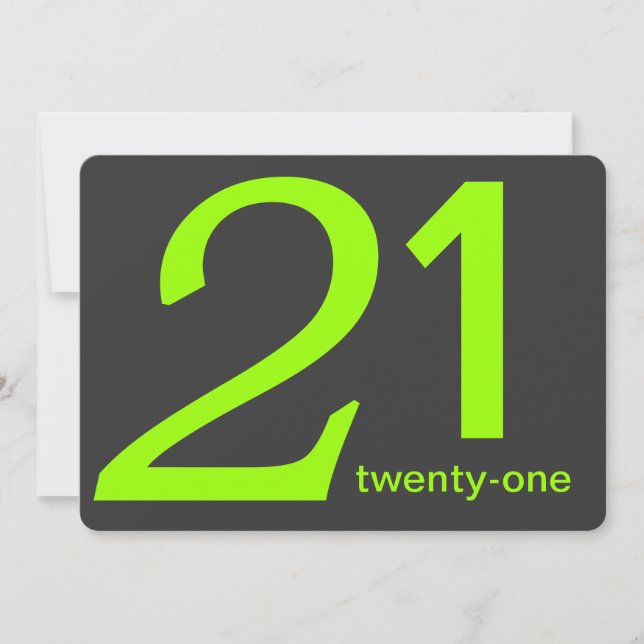 Charbon et Lime Custom Invitation 21e anniversaire (Devant)