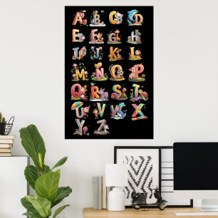 Charcaters alphabet letters poster