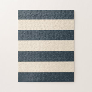 Charcoal and Antique White Stripes Jigsaw Puzzle